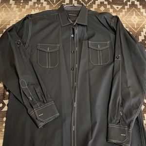 Gray Long Sleeve Button Up Shirt